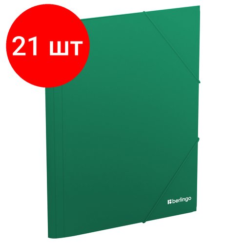 Комплект 21 шт, Папка на резинке Berlingo 'Soft Touch' А4, 600мкм, зеленая