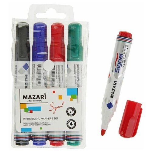 Набор маркеров для доски Mazari Signal, 4 цвета, 4.0 мм