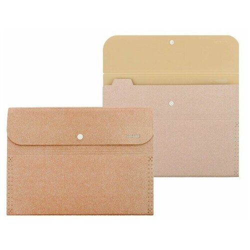 Папка-конверт (картотека) на кнопке 6 отделений, deVENTE 'Glitter Shine' A4 (320x230 мм), 400 мкм, фактура 'песок' с блестками, сверкающий розовый