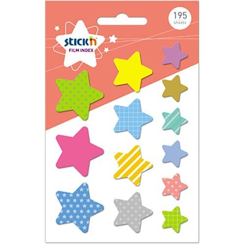 Stick`n Закладки-индексы пластиковые звезды 21763 2.6 х 3.2 х 1.7 см 13 цв. самоклеющиеся