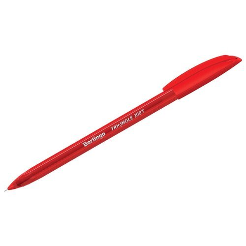 CBp_07108 Ручка шариковая Berlingo 'Triangle 100T' красная, 0,7мм, трехгран, игольчатый стержень