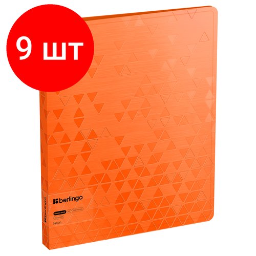 Комплект 9 шт, Папка с 60 вкладышами Berlingo 'Neon' А4, 30мм, 1000мкм, оранжевый неон, с внутр. карманом