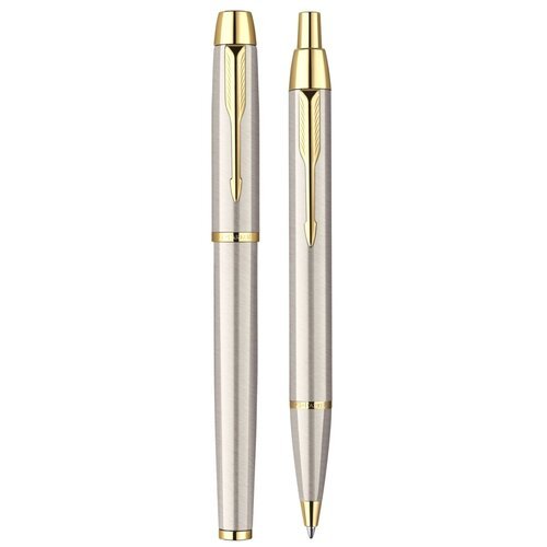 PARKER набор шариковая и роллерная ручки IM Core Metal TK223, M, черный цвет чернил, 2 шт.