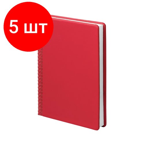 Комплект 5 штук, Ежедневник недатированный Attache Pied-de-poule, А5, 136 л, алый