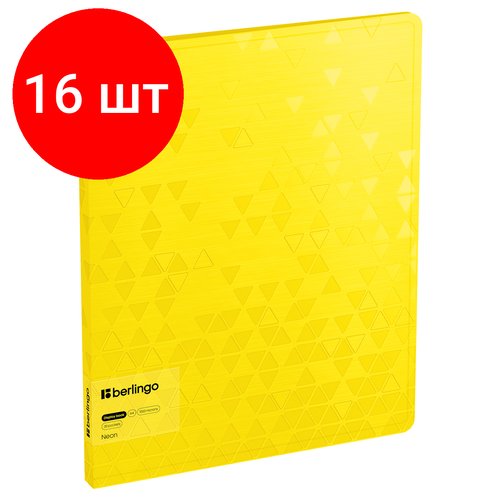 Комплект 16 шт, Папка с 20 вкладышами Berlingo 'Neon' А4, 17мм, 1000мкм, желтый неон, с внутр. карманом