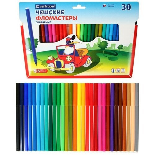 Фломастеры 30 цветов 1.8 мм Centropen 7790 'Пингвины', пластиковый конверт, линия 1.0 мм