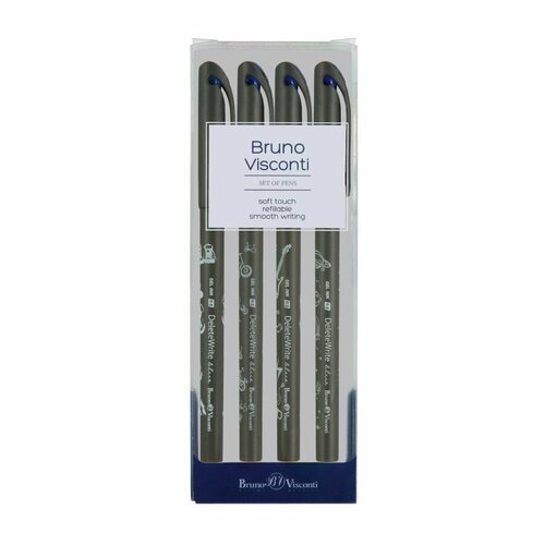 Гелевые ручки BrunoVisconti 'DeleteWrite. Boys', набор 4 штуки, стираемые чернила синего цвета