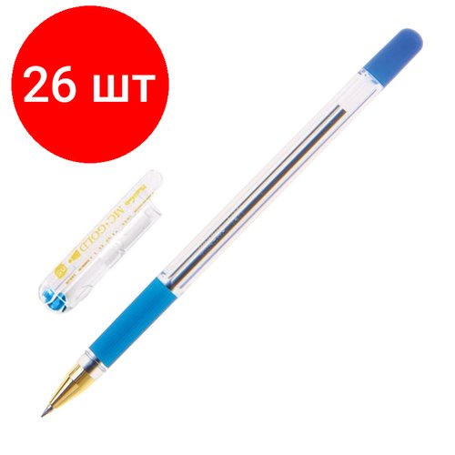 Комплект 26 штук, Ручка шариковая неавтомат. MunHwa MC Gold син,0.5мм, масл, манж 207858