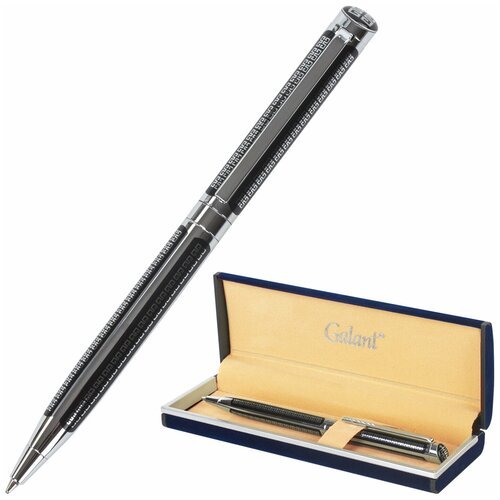 Ручка подарочная шариковая GALANT 'Olympic Chrome' корпус хром с черным хромированные детали пишущий узел 0 7 мм синяя, 1 шт