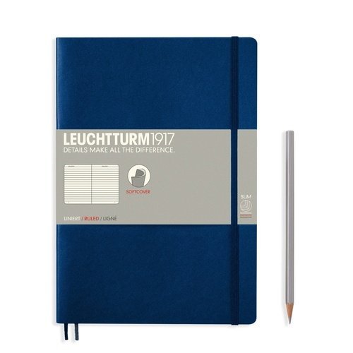 Записная книжка Leuchtturm Composition В5, в линейку, темно-синий, 123 страниц, мягкая обложка