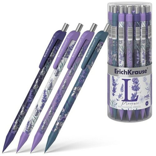 Механический карандаш 0,5мм, HB, ErichKrause Lavender, матовый корпус Soft-Touch, фольгированные элементы, микс, 2 штуки