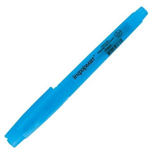 Маркер текстовый inформат FLASH 1-4 мм голубой скошенный флуоресцентный