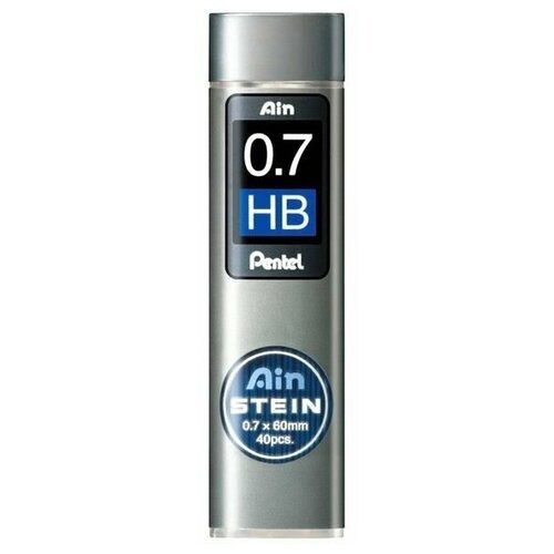 Грифели для карандашей автоматических Ain Stein 0,7 мм, НВ, 40 шт. в тубе, Pentel