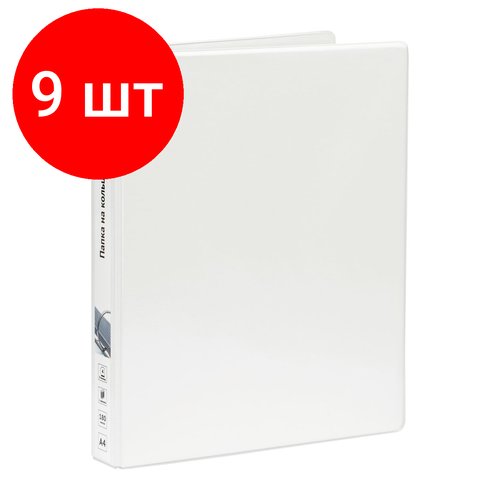 Комплект 9 шт, Папка на 4 кольцах OfficeSpace, панорама, А4, 35мм, ПВХ, белая