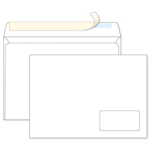 Конверт почтовый Ecopost C4 (229×324 мм) белый удаляемая лента (250 штук в упаковке)