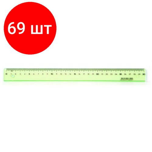 Комплект 69 штук, Линейка 30см Attache Bright Colours зеленая