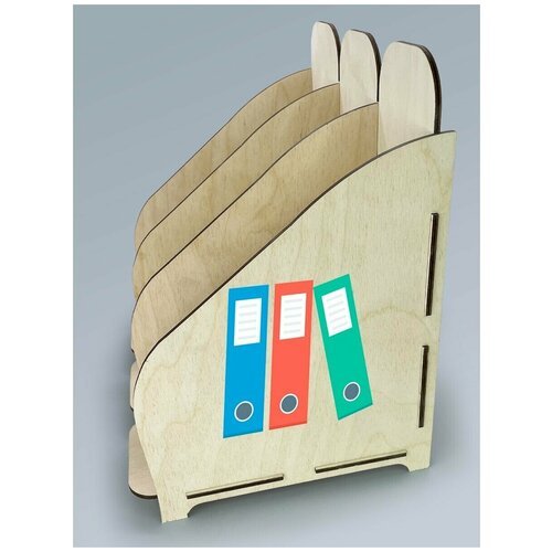 Органайзер лоток, подставка для бумаги, документов деревянная с цветным принтом 3 отделения офис работа учеба органайзер папка для бумаг - 66