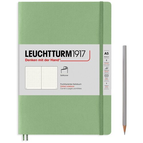Блокнот Leuchtturm Medium A5 61л в точку мягкая обложка Зеленый Шалфей