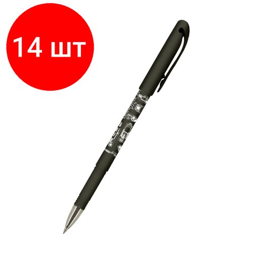 Комплект 14 штук, Ручка гелевая неавтоматическая Автомобиль черн. кор, стир,0.5мм син 20-0272