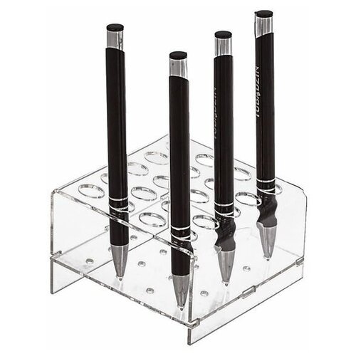 Подставка под ручки и карандаши на 20 шт, 10*9,5*6 см, оргстекло 2 мм, В защитной плёнке