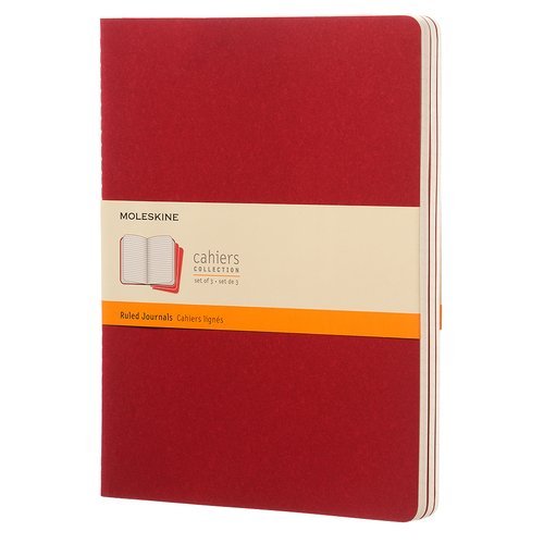 Блокнот Moleskine Cahier Journal XLarge, 190 х 250 мм, обложка картон, 120 страниц, линейка, клюквенный