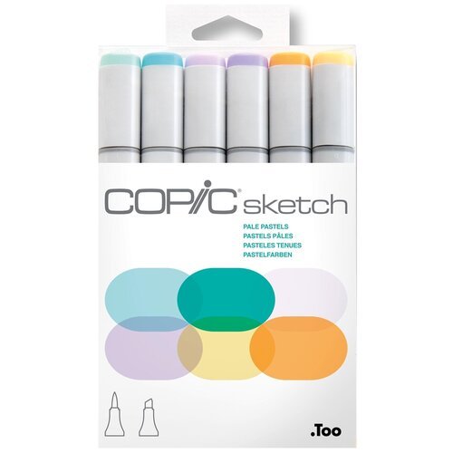 COPIC набор маркеров Sketch Pale Pastels (H21075-667), черный, 6 шт.