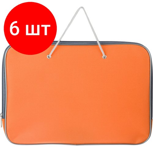 Комплект 6 штук, Папка-портфель на молнии с ручками офисн. А4 Attache F. L. оранж, нейлон