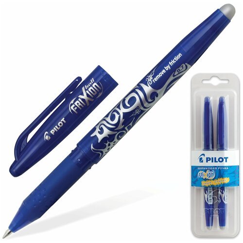 Ручки стираемые гелевые с грипом PILOT, набор 2 шт, 'Frixion', синие, узел 0,7 мм, линия письма 0,35 мм, BL-FR-7