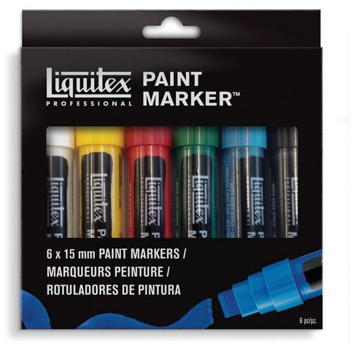 Набор акриловых маркеров Liquitex 'Paint marker Wide' 6 цв*15 мм, флуоресцентные