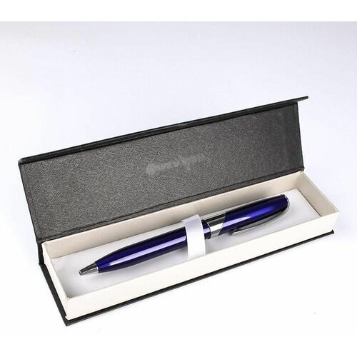 Ручка в футляре механическая (поворотная) металлический синий/серебристый корпус, синяя (картонная упаковка) (8006)