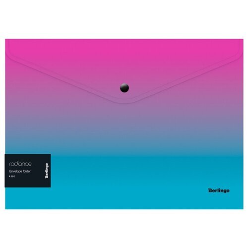 Папка-конверт на кнопке Berlingo 'Radiance' А4, 180мкм, розовый/голубой градиент, с рисунком