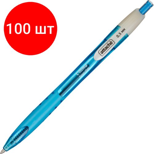 Комплект 100 штук, Ручка шариковая автомат. Attache Ultima Supergrip 0.5мм син, манж
