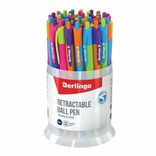 Ручка шариковая автоматическая Berlingo 'Triangle Fuze RT' синяя, 0,7мм, трехгранный корпус (1 набор ручек из 40 шт)