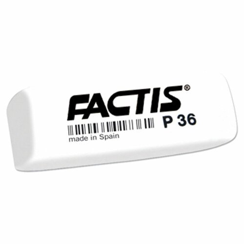 Ластик FACTIS P 36 (Испания), 56х20х9 мм, белый, прямоугольный, скошенные края, CPFP36B упаковка 36 шт.