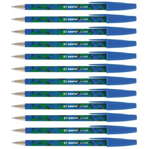 Beifa Ручка шариковая AA110D, синий, 0,7 мм, круглый корпус, 12 шт