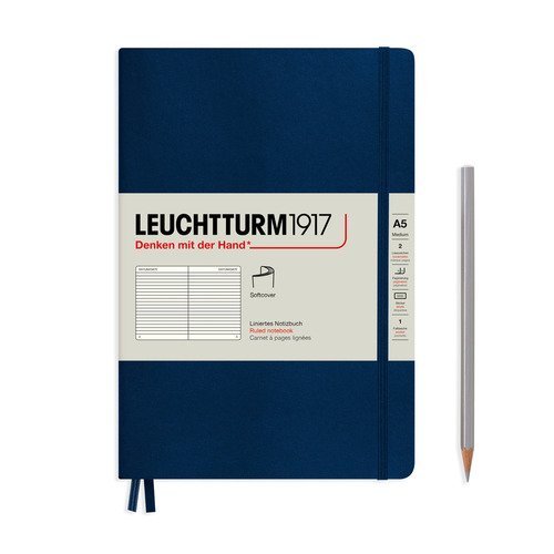 Записная книжка Leuchtturm А5, в линейку, темно-синий, 123 страниц, мягкая обложка