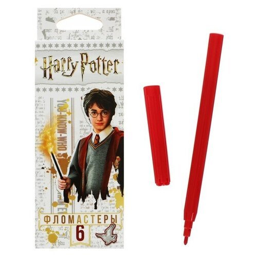 Фломастеры 6 цветов «Гарри Поттер», картонная коробка, европодвес
