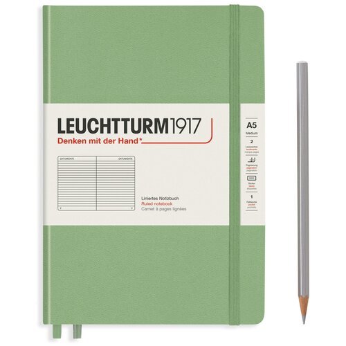 Блокнот Leuchtturm Medium A5 125л в линейку твердая обложка Зеленый Шалфей