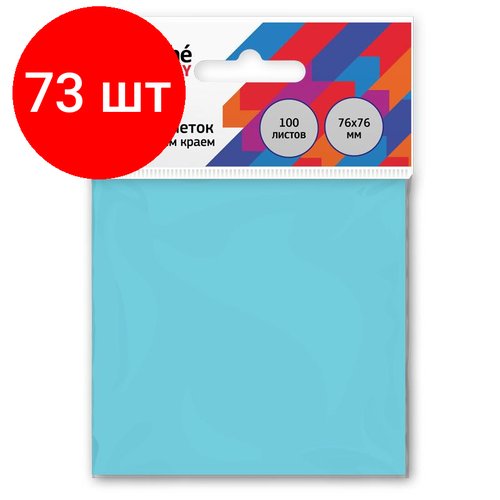 Комплект 73 штук, Стикеры Attache Economy с клеев. краем 76x76 мм 100 листов неоновый синий