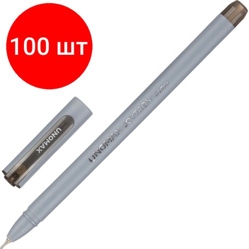 Комплект 100 штук, Ручка шариковая неавтомат. Unomax Joytron, д. ш.0.5 мм, л.0.3 мм, черн