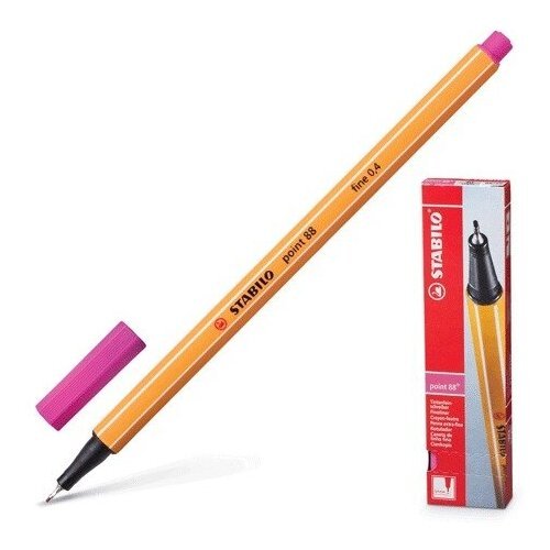 Ручка капиллярная (линер) STABILO 'Point', розовая, корпус оранжевый, линия письма 0,4 мм, 88/56 2 шт