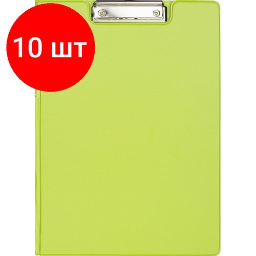 Комплект 10 штук, Папка-планшет с зажимом и крышкой Attache Bright colours A4 лайм