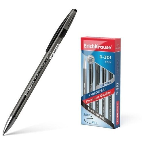 Ручка гелевая Gel, узел 0.5 мм, чернила чёрные, 12 шт.