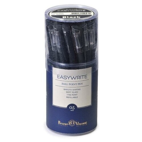 BrunoVisconti Ручка шариковая EasyWrite Black, 0.5 мм, чёрные чернила, матовый корпус Silk Touch