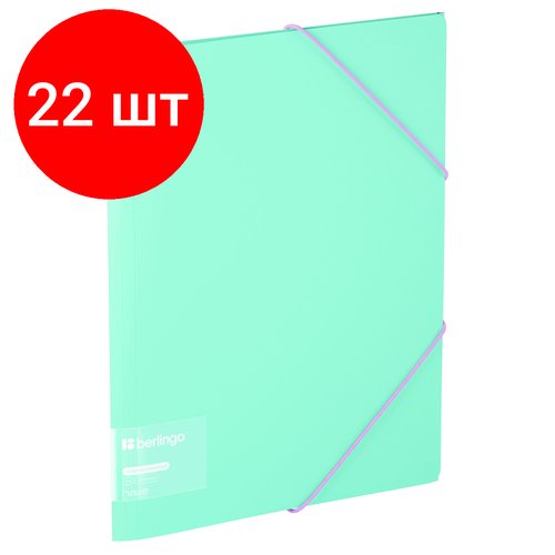 Комплект 22 шт, Папка на резинке Berlingo 'Haze' А4, пластик, 600мкм, мятная, софт-тач