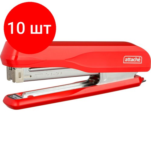 Комплект 10 штук, Степлер Attache MSR2430 (№24/6-26/6) до 30 лист, металл, красный