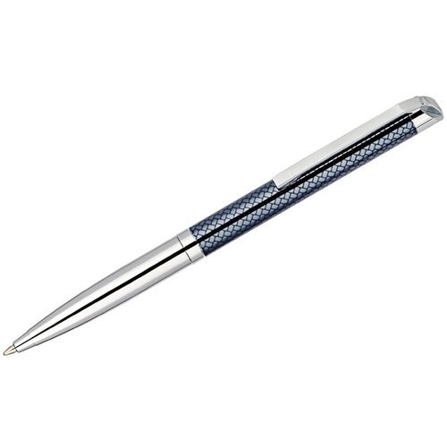 CPs_11405 Ручка шариковая Delucci 'Volare', синяя, 1,0мм, корпус серебро/серо-голубой, поворот, подар. уп.