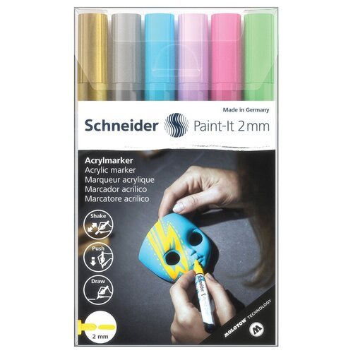 Набор маркеров акриловых Schneider 'Paint-it 310', 2мм, ассорти, 6 штук