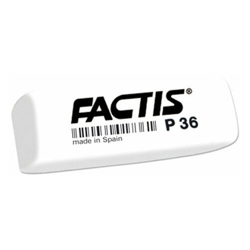 Ластик FACTIS P 36 (Испания), 56х20х9 мм, белый, прямоугольный, скошенные края, CPFP36B, 8 штук