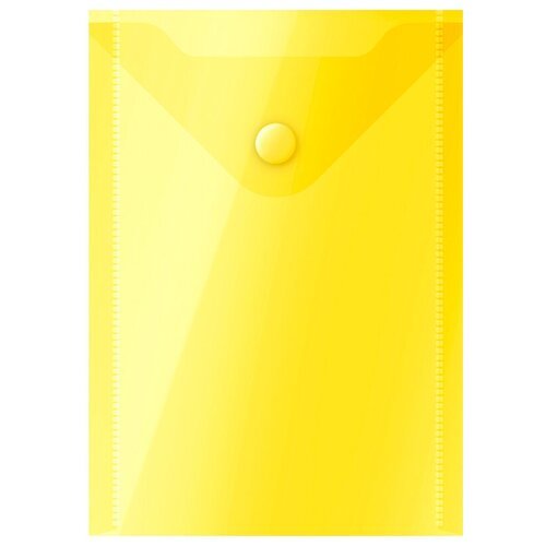 Папка-конверт на кнопке OfficeSpace А6 (105*148мм), 150мкм, пластик, желтая, 5 штук